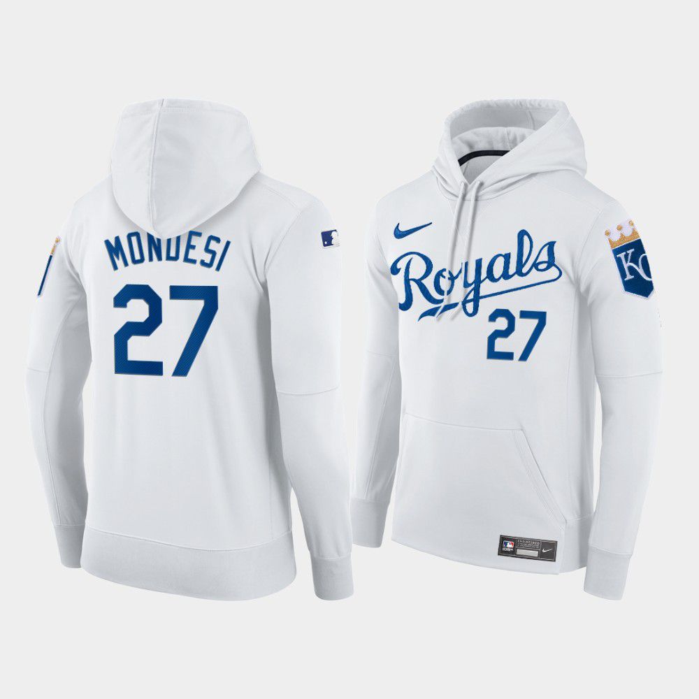 Men Kansas City Royals #27 Mondesi white home hoodie 2021 MLB Nike Jerseys